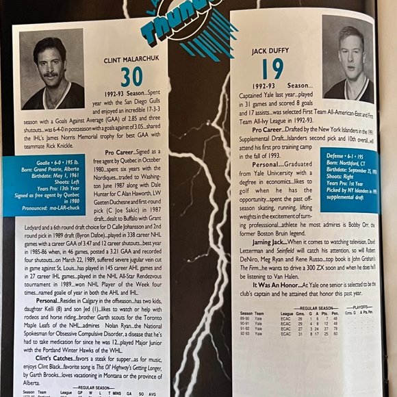 Vintage Las Vegas Thunder IHL Hockey Inaugural 1993 - 1994 Official Year Book - Picture 4 of 6